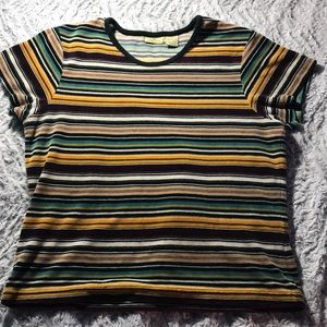 Casual Multi Color Stripe T-Shirt
